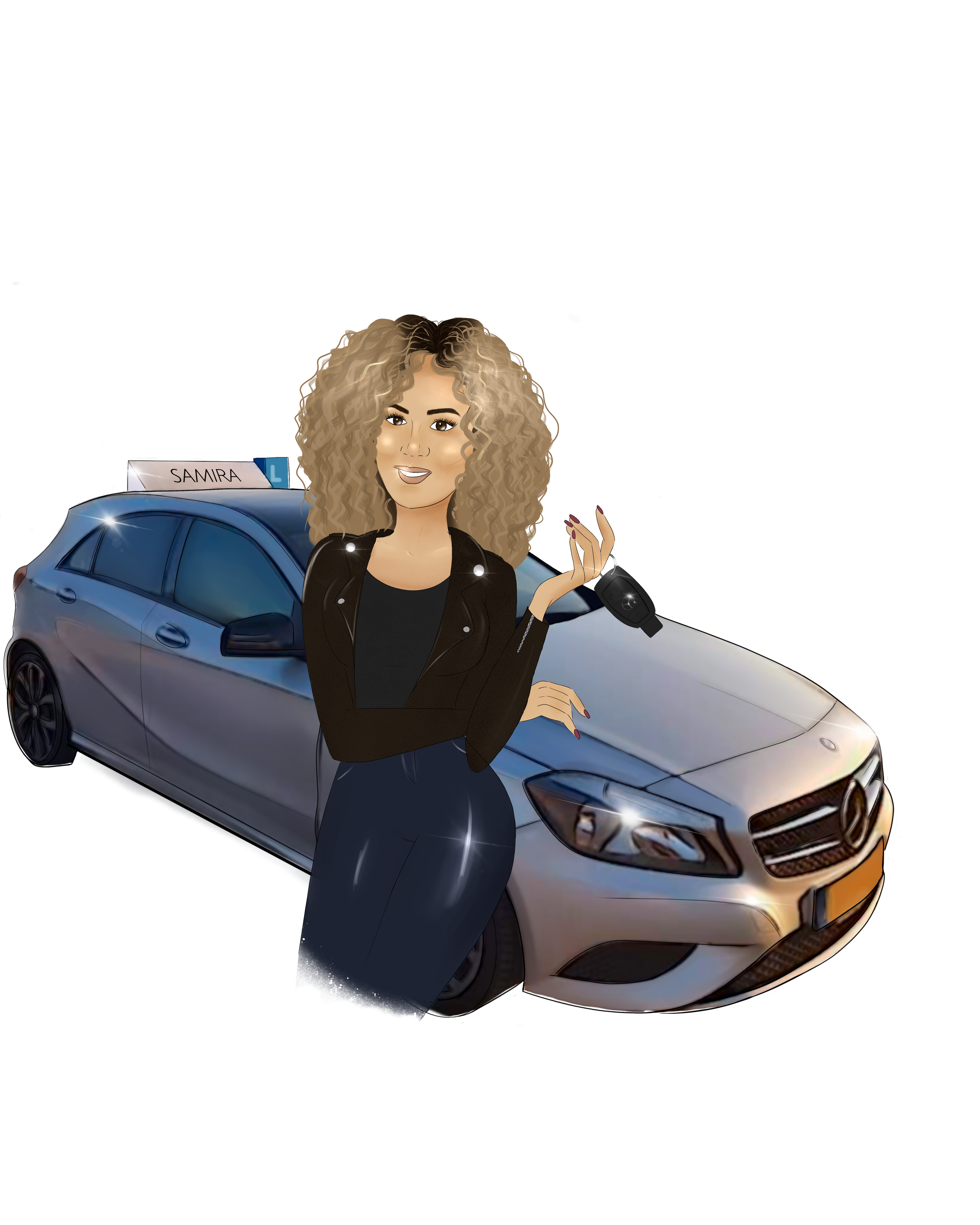 Samira in lesauto van Rijschool Samira